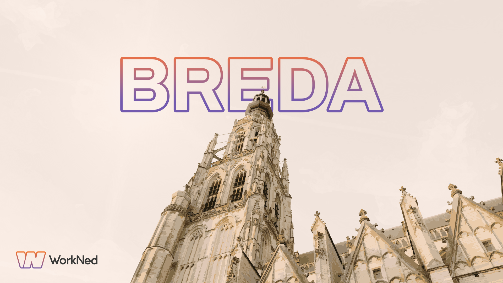 Kerk van Breda met de tekst BREDA en het WorkNed logo